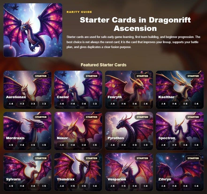 Starter Cards Guide for Dragonrift Ascension
